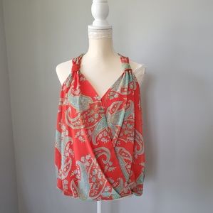 KUT from the Kloth Sleeveless Top Orange Paisley